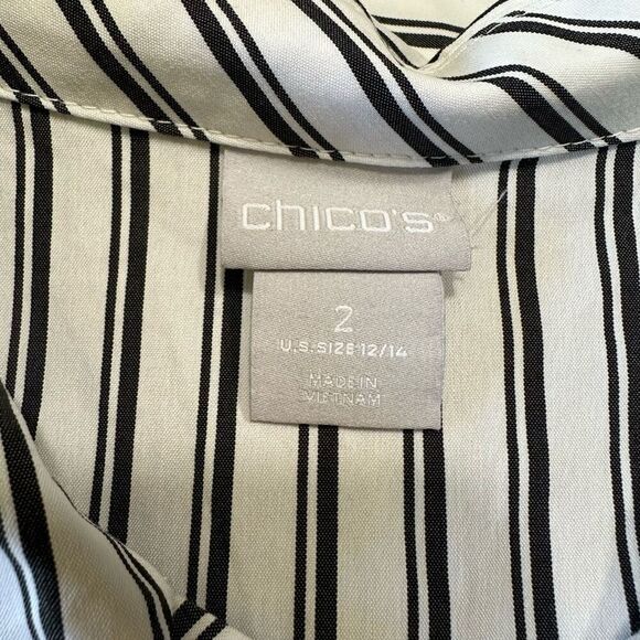 Chico's Double Stripe Poplin Dolman Top Chicos 2 US size 12 - Picture 5 of 12